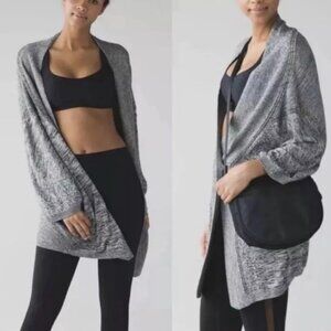 Lululemon Breeze Easy Wrap Heather Grey Cardigan Knit Sweater Cashmere Size XS S